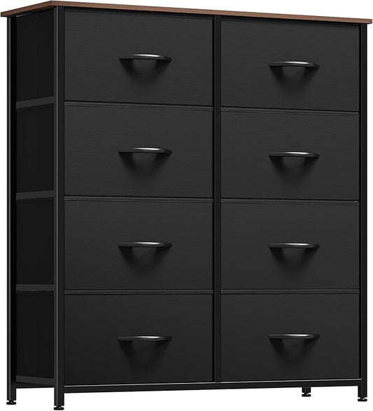 YITAHOME Dresser with 8 Drawers, Tall Storage Drawers, Black Dresser & Chest of Drawers, Storage Drawer Organizer for Closet, Bedroom, Living Room