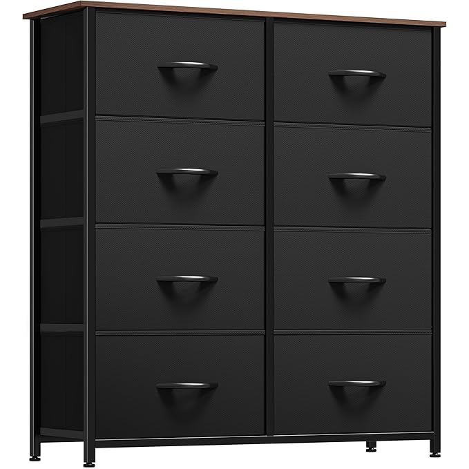 YITAHOME Dresser with 8 Drawers, Tall Storage Tower with 8 Drawers, Black Dresser & Chest of Drawers, Storage Drawer Organizer for Closet, Bedroom, Living Room
