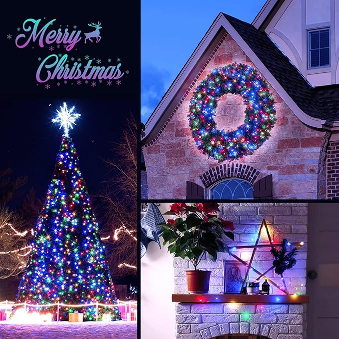 JMEXSUSS 2 Pack Multicolor Fairy Lights Battery Operated, Total 400 LED 132ft Multicolor String Lights with Remote, 8 Modes Christmas Fairy Lights for Bedroom Patio Garden Deck Christmas Decorations
