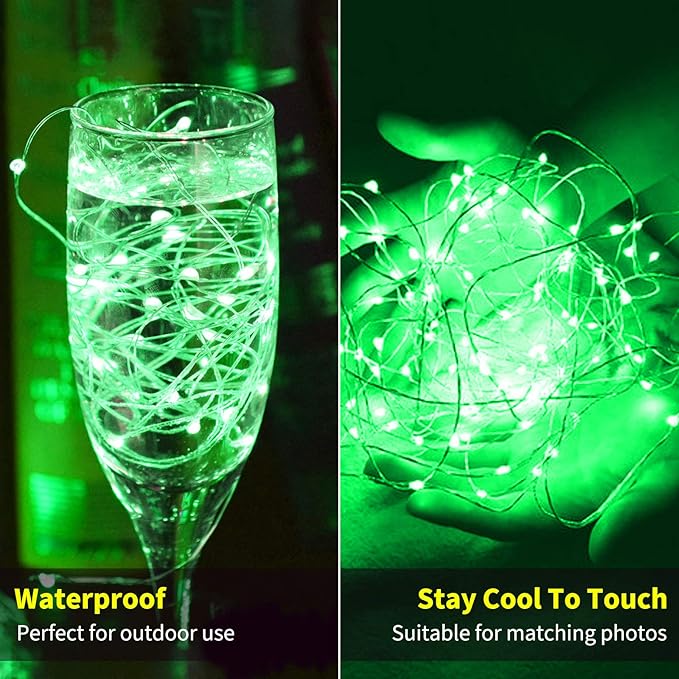 Brightown 12 Pack St. Patrick's Day LED Fairy Lights Battery Operated String Lights Waterproof Silver Wire 7 ft 20 LED Firefly Starry Moon Lights for DIY Wedding Party Bedroom Patio