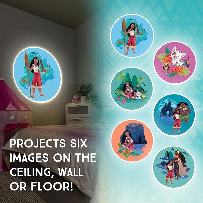 Projectables Moana LED Night Light Plug-in Dusk-to-Dawn Projector Ideal for Kids Girls Boys Nursery Playroom Bathroom Bedroom 84272