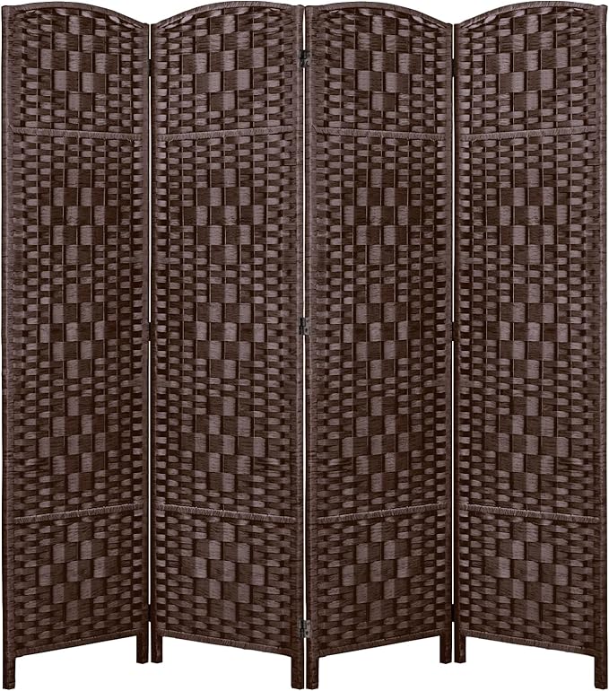 Rose Home Fashion 6 ft Tall Room Divider, Room Dividers and Folding Privacy Screens, 15.7in Privacy Screen 4 Panel Partition Temporary Wall Separation for Private, Brown