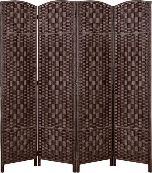 Rose Home Fashion 6 ft Tall Room Divider, Room Dividers and Folding Privacy Screens, 15.7in Privacy Screen 4 Panel Partition Temporary Wall Separation for Private, Brown