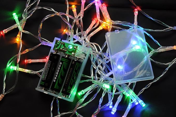 Karlling Battery Operated Christmas Lights,13 ft Short Clear Wire String Led Twinkle Fairy Light for Small Mini Xmas Tree and Wedding Party Indoor/Outdoor Decoration(Multicolor)