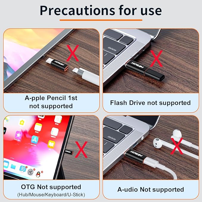 Light ning to USB C Adapter 4 Pack, HOWJIM PD27W/66W/QC100W Fast Charging 480Mbps Data Transfer,USB C to Light ning Adapter for Smartphone Tablet Laptop,Not for Headphones/OTG Black