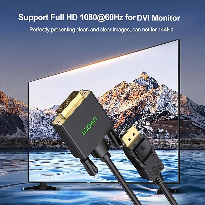 DisplayPort to DVI Cable 6FT 10-Pack, DP to DVI Cables Cord Compatible with Computer, PC, Monitor, TV, Projector