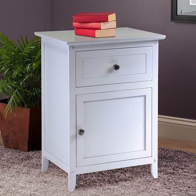 Winsome Eugene Accent Table/Nightstand, for Living Room, Den, Bedroom, White