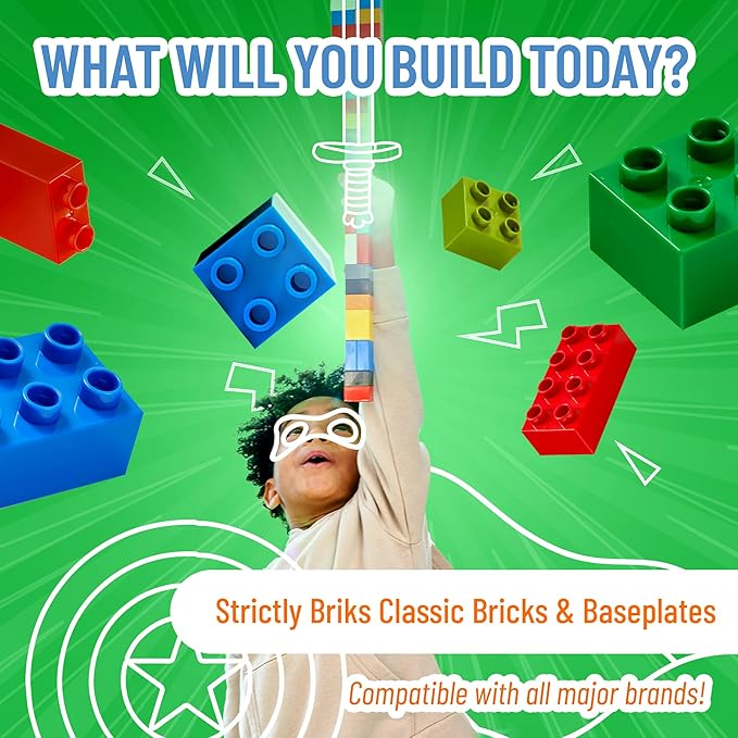 Strictly Briks Classic Bricks Starter Kit, Black, 96 Pieces, 2x3 Studs, Building Creative Play Set for Ages 3 and Up, 100% Compatible with All Major Brick Brands