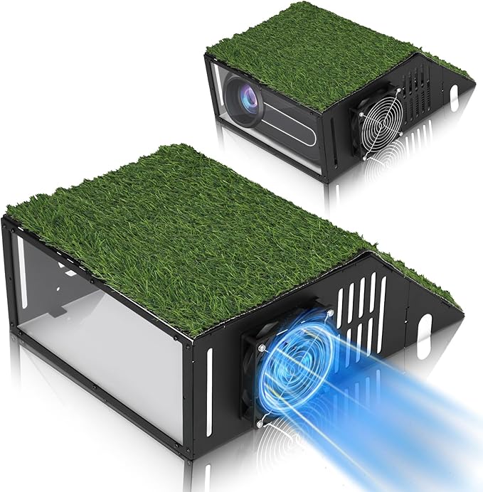 Golf Simulator Projector Cover, Floor-Mounted Projector Enclosure with Cooling Fan and Turf Cover, Durable Protection for Your Golf Simulation, Easy installation