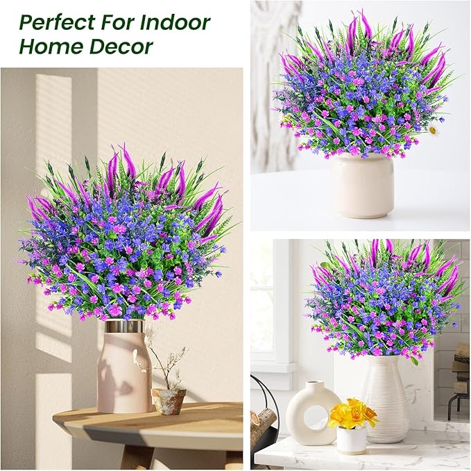 Artificial Plants Outdoor, 20PCS Artificial Flowers, UV Resistant Fake Flowers, Faux Flowers for Outdoor Planters for Front Porch Pot Decor