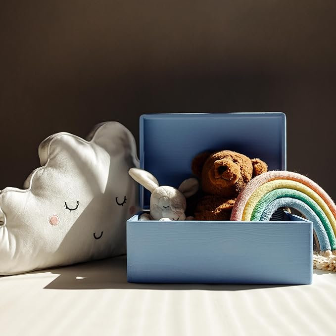 Large Blue Wooden Box Storage with Hinged Lid | 11.8 x 7.87 x 5.51 inches (+-0.5) | Gift Box Storage | Product NOT Intended for 15 Years OR Below