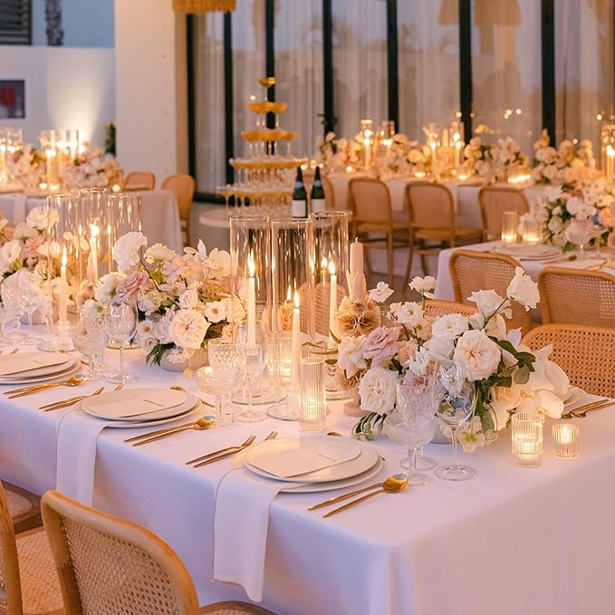 Hurricane Candle Holder Thickened Cylinder Covers 10 Pcs Taper Candle Sticks Holder Glass Tall Candlesticks Holders Centerpiece for Wedding Dining Table