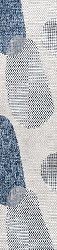JONATHAN Y Geometric Organic Shapes Indoor Outdoor Runner Rug 2X8 Cream/Navy, Zia Modern for Backyard, Patio, Porch, Easy-Cleaning, High Traffic, Pet-Friendly, Non-Shedding (TSN306B-28)