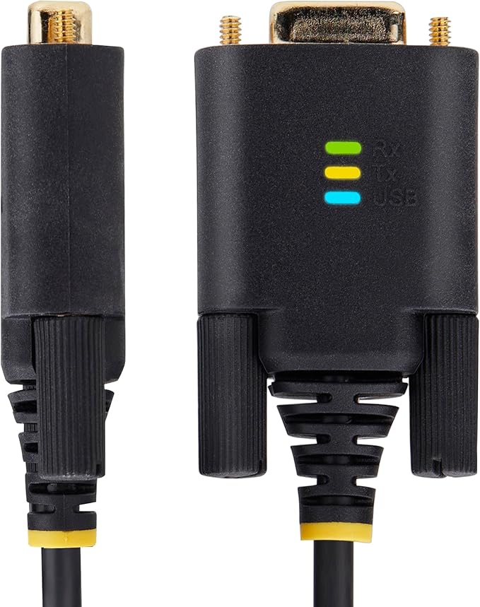 StarTech 10ft (3m) USB to Null Modem Serial Adapter Cable, COM Retention, FTDI, USB-A to RS232, LED Indicators, Changeable DB9 Screws Nuts
