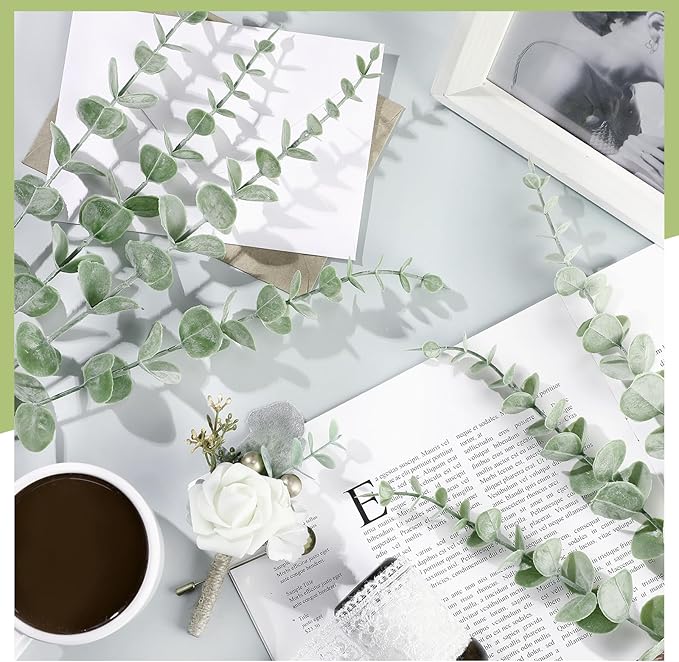 100 Pcs Eucalyptus Stems Faux Greenery Artificial Eucalyptus Leaves Eucalyptus Decor Greenery Stems Faux Greenery Branches for Wedding Centerpiece Flowers Bouquet Farmhouse Home Decor (Light Green)