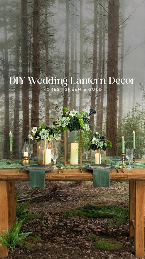 Ling’s Moment Artificial Flowers 25Pcs Emerald Green Roses Decor w/Stems,3" Real Touch DIY Foam Floral for Wedding Bouquet/Centerpieces, Outdoors Party Backdrop, Room/Table, and Garden/Pot Decorations