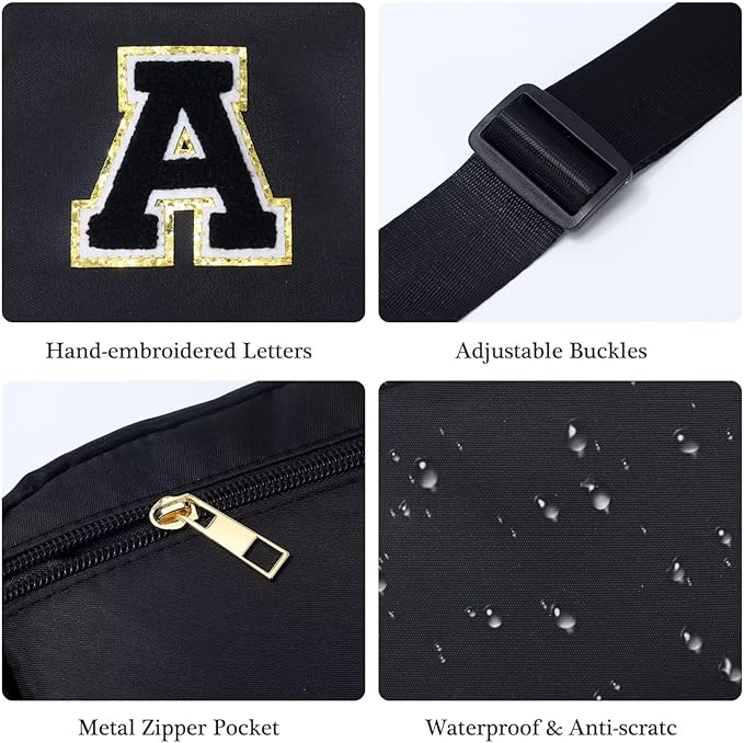 YOOLIFE Dad Gifts for Father Day - Gifts for Step Dad Bonus Dad Husband Him, Initial Belt Bag Black Crossbody Bags Fanny Pack for Men Travel Gifts for Men E, Small