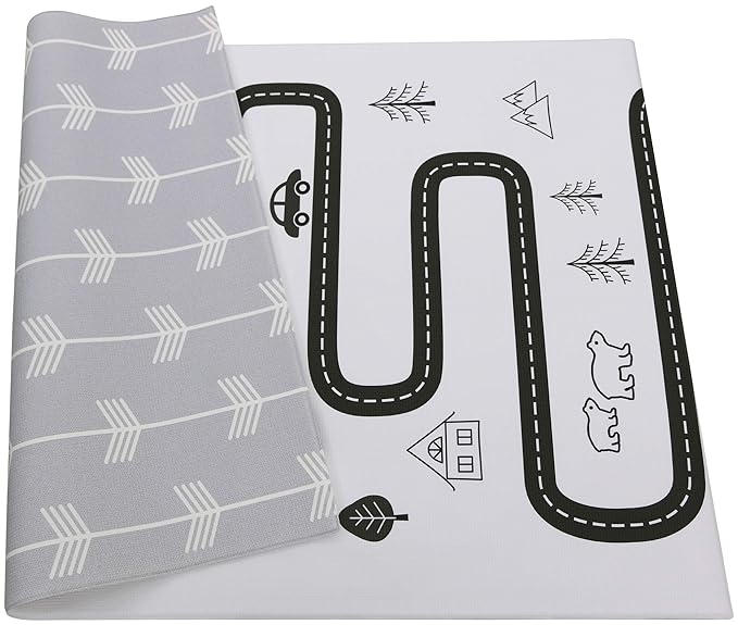 Baby Care Play Mat (Large, Nordic Trails - Morning Fog Arrows) 82'' x 55'' Original One-Piece Reversible Rollable Waterproof Play Mat for Infants, Babies, Toddler, and Kids
