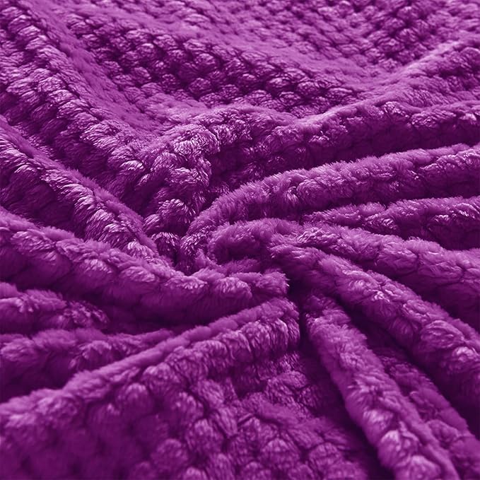 Exclusivo Mezcla Fleece Throw Blanket Extra Large, Super Soft and Warm Blankets for Couch, Sofa and Bed Waffle Textured, Cozy, Fuzzy and Lightweight (Purple, 50x70 Inches)