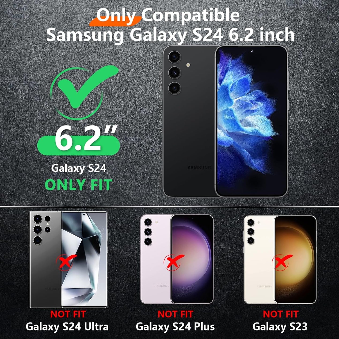 Red2Fire Galaxy S24 Case - Heavy Duty, Military Grade, Full Body Protection + 2Pcs Tempered Glass Screen & Camera