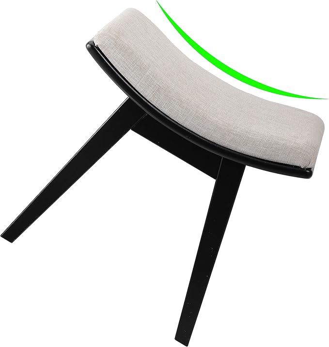 URFORESTIC Vanity Stool, Modern Makeup Dressing Stool with Concave Seat Surface,Capacity 300lb, Easy Assembly (Black)