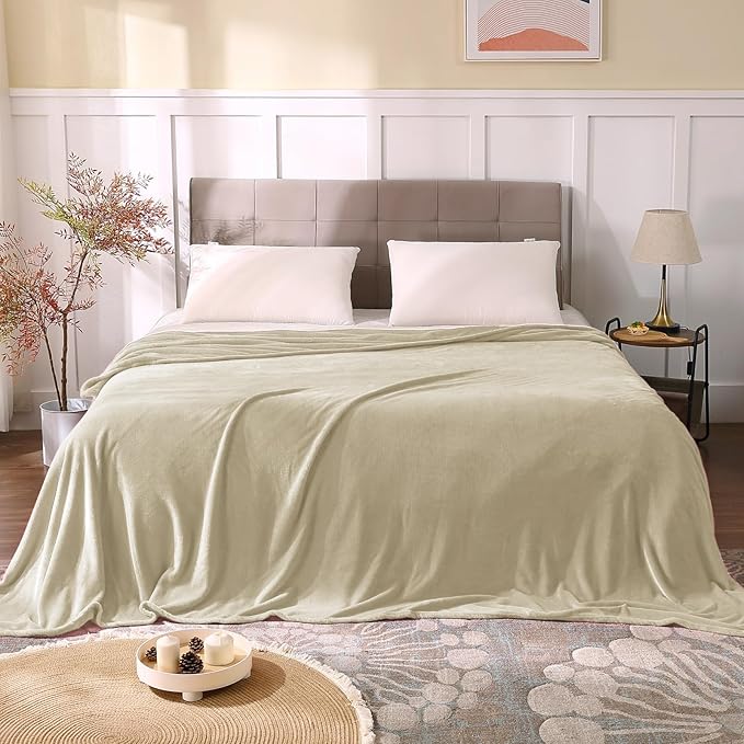 BEDELITE Fleece Blanket Full Size Linen Throw Blankets for Couch & Bed, Luxury Plush Cozy Fuzzy Blanket 84x90 inches, Super Soft Warm Lightweight Throw Blanket for Travel Camping