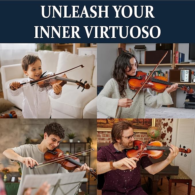 Cecilio 1/4 Violin Solidwood Violin with D'Addario Prelude Strings, Bow, Rosin, Tuner, Shoulder Rest & Lesson Book – Ideal for Beginners