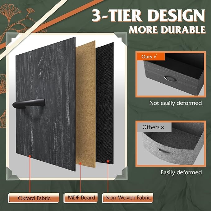 WLIVE Black Tall Dresser for Bedroom with 10 Drawers, Chest of Drawers, Dressers Bedroom Furniture, Storage Organizer Unit with Fabric Bins for Closet, Hallway, Living Room