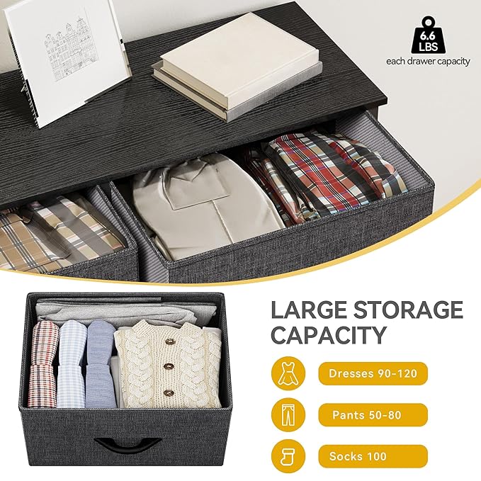 DWVO Dresser for Bedroom, Fabric Dresser with 8 Drawers, Chest of Drawers for Closet, Living Room