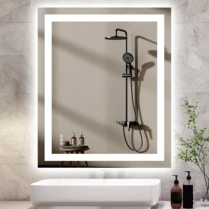 30X36 LED Bathroom Mirror with Lights, Anti-Fog, Dimmable, Backlit + Front Lit, Smart Bathroom Vanity Mirror, Memory Function, Shatterproof, Tempered Glass (Horizontal/Vertical)