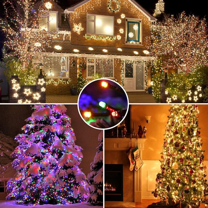 Brizled Christmas String Lights, 279ft 800 LED Color Changing Christmas Lights with Remote, 11 Modes Tree Light Warm White & Multicolor Green Wire Xmas Lights Outdoor for Xmas Party Home