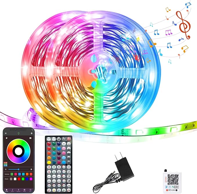 Led Lights for Bedroom 150FT, RGB Led Strip Lights Color Changing Indoor, Music Sync Led Light Strip with Remote & App Control, DIY Fancy Led Lights for Room Decor Ambient Lighting (2 * 75FT)