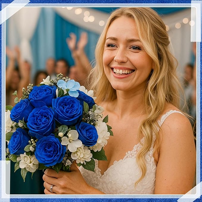 Geosar 16 Bundles Artificial Peonies Flowers Fake Silk Peony Bouquet Faux Peonies Flowers Bulk for Decoration Vase Floral Arrangements Wedding Party Table (Royal Blue)