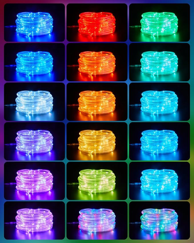 Minetom Color Changing Rope Lights: 72 Ft 220 LED Outdoor String Lights with Plug | Big Twinkle Lights for Bedroom Wedding Patio Garden Christmas Decor | 16 Colors