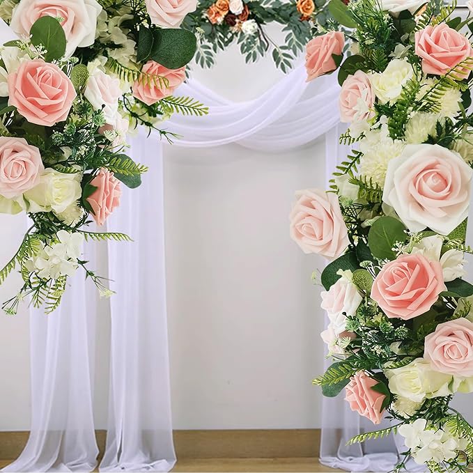 Artificial Flowers 25pcs Roses, Shade of Peach Foam Fake Rose Faux Flower for DIY Wedding Bouquets Bridal Shower Centerpieces Floral Arrangements Party Tables Home Decorations