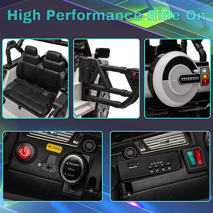 12V SUV 5MPH 2-Seater Ride on Toys, Ride-on Truck Toy w/Parent Remote,4W/2D 3-Speed Kids Electric Vehicles with Motor,Spring Suspension,LED,Music (12V Electric Ride on Truck SUV)