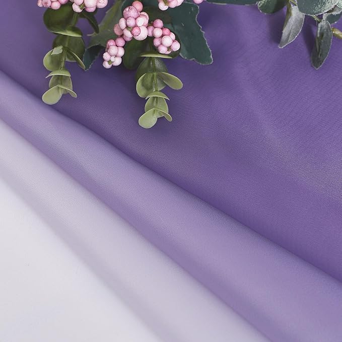 NICETOWN Artificial Wedding Ceremony Arch Decor Scarfs, Romantic Purple Ombre Sheer Scarf Curtains Window Valances for Bed Canopy/Birthday Party, 2 Panels, 60 by 216 inch