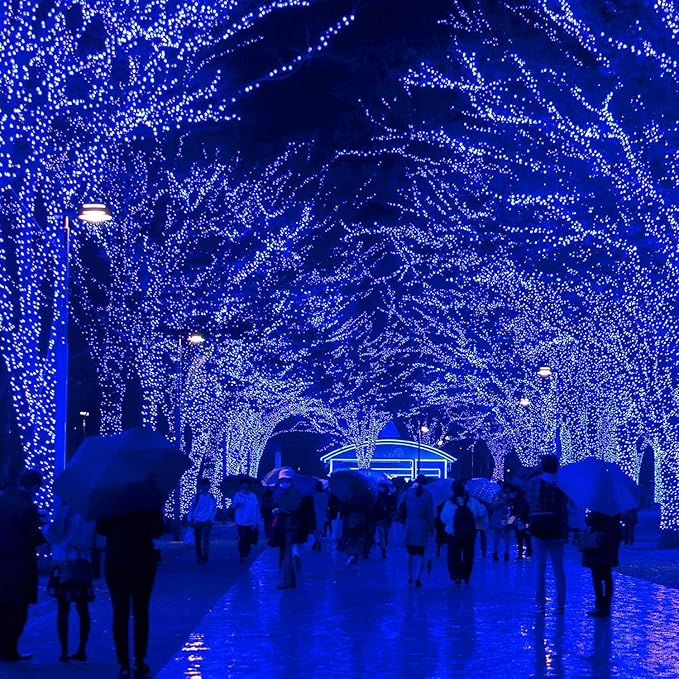 170Ft 500LED Blue Christmas Lights Plug in,Waterproof Christmas Tree Lights,8 Modes String Lights Indoor Outdoor for Halloween Tree Party Bedroom Garden Decor