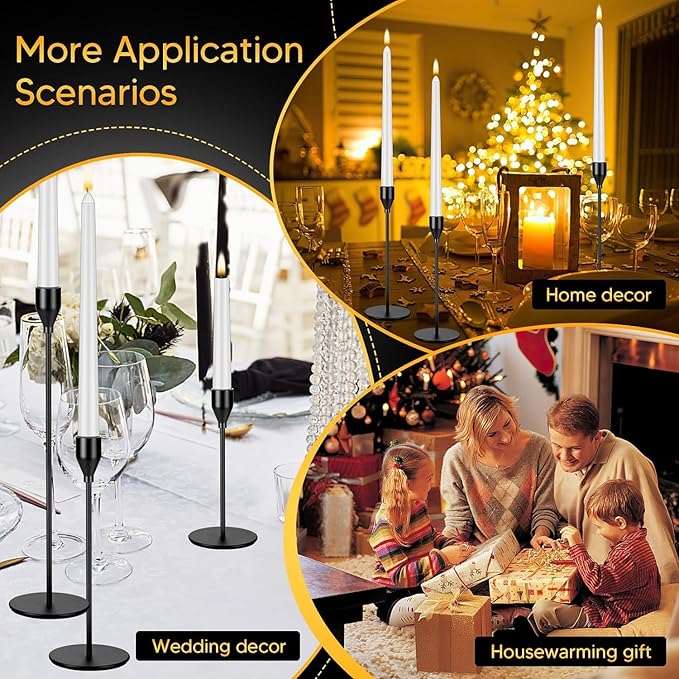 Black Candlestick Holder Set of 24 for Taper Candles, Decorative Candle Holders Bulk Candle Stick Holders Taper Candle Holders for Table Centerpiece Wedding Dinning Party Anniversary Home Decor