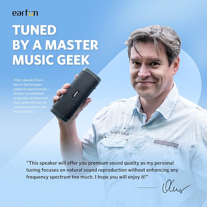 EarFun UBOOM L Bluetooth Speaker, Portable Speaker 28W Loud Stereo Sound, Rich Bass, IP67 Waterproof & Dustproof, Dual Pairing, Built-in Mic, Low Latency, Wireless Speakers for Party, Indoor & Outdoor