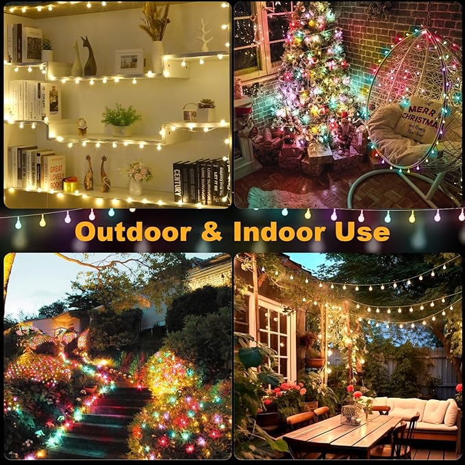 OMIKA 50FT Connectable Globe String Lights Outdoor Waterproof, 150 LED Fairy Lights with Remote Timer, Multicolor and Warm White Plug in Pastel String Lights for Indoor,Bedroom, Party, Classroom Decor