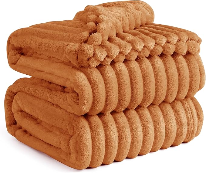 Bedsure GentleSoft Burnt Orange Full Blanket for Couch - Cozy Soft Fall Blankets for Women, Cute Small Fleece Throws for Girls, Birthday Gifts for Women, 84x90 Inches