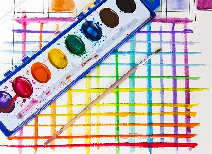 Color Swell Bulk Watercolors Paint Pack with Wood Brushes - 36 Sets with 8 Washable Colors Each - Perfect for Kids, Classrooms, Parties, Students, Donations, Party Favors, All Ages
