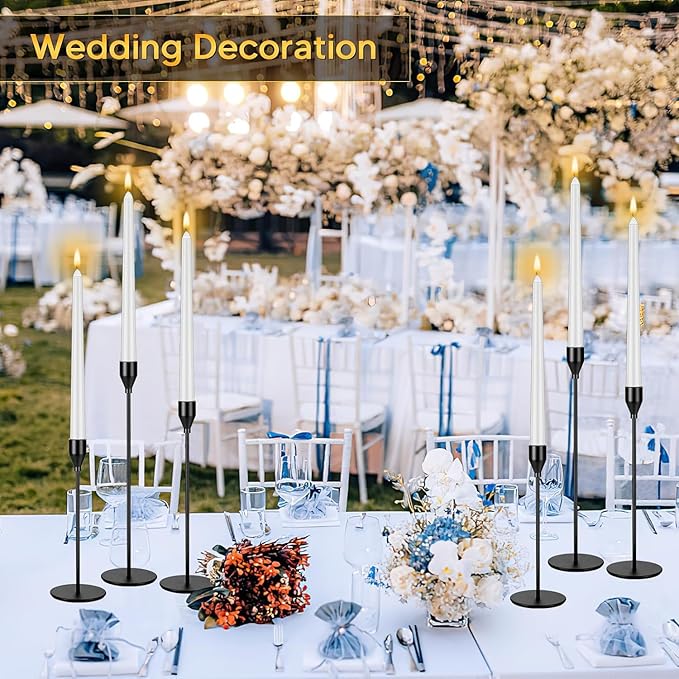 Black Candlestick Holder Set of 12 for Taper Candles, Decorative Candle Holders Bulk Candle Stick Holders Taper Candle Holders for Table Centerpiece Wedding Dinning Party Anniversary Home Decor