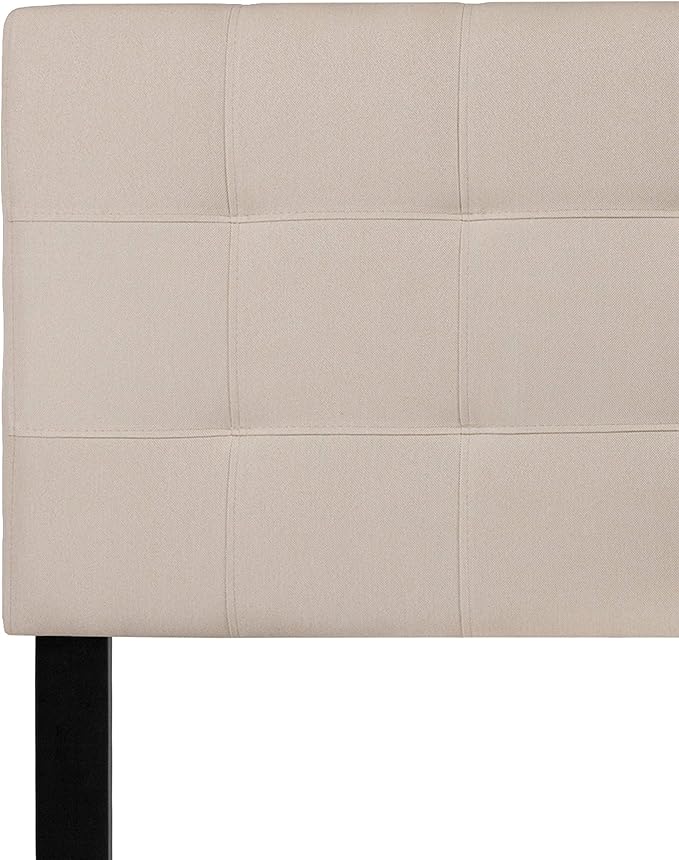 Flash Furniture Bedford Box Stitch Tufted Upholstered Queen Size Headboard in Beige Fabric