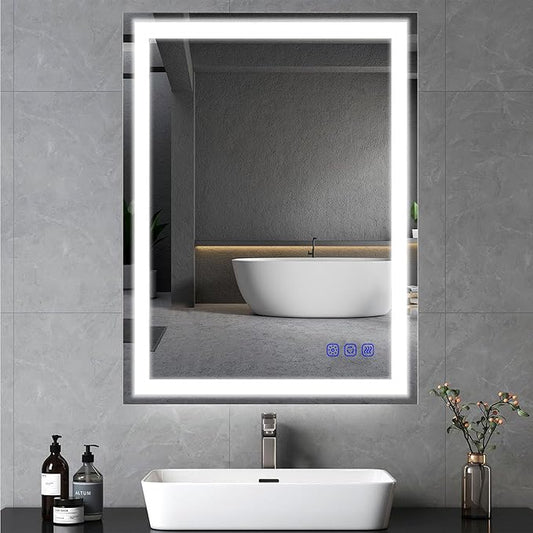 LED Bathroom Mirror with Lights 36"x24" Smart Wall-Mounted LED Mirror Lighted Bathroom Mirror with Stepless Dimmable,Touch Screen Button, Anti-Fog, Memory Function, Adjustable Colors