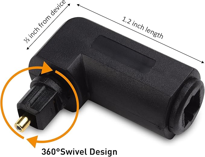 Cable Matters 2-Pack Right Angle Toslink Adapter (Toslink Extension) Male to Female