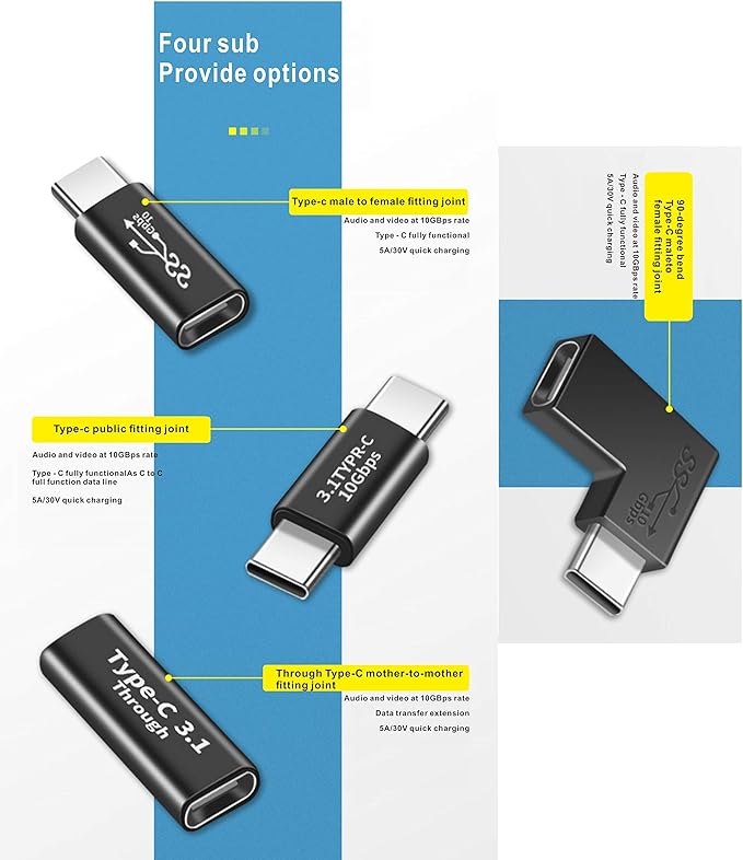 BOLS USB C Adapter (4 pcs), Support USB C Full Function, Support 10GBbps Rate, Audio and Video, Fast Charging Adapter…