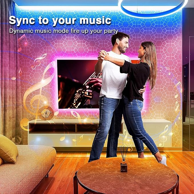 hyrion 200ft Led Strip Lights(3 roll of 65.6ft) Music Sync Color Changing RGB led Strip Light with Remote,Bluetooth Smart APP Control, Tape Lighting for Bedroom Home Party Décor