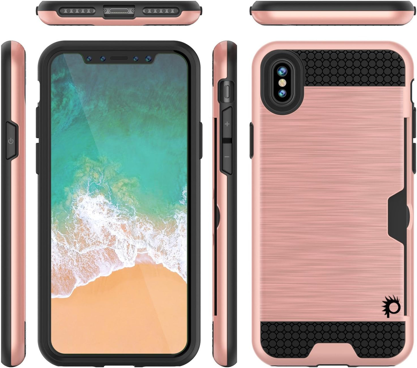 Punkcase for iPhone X Case [Slot Series] - Slim Fit Universal Armor Cover with Integrated Anti-Shock System, Credit